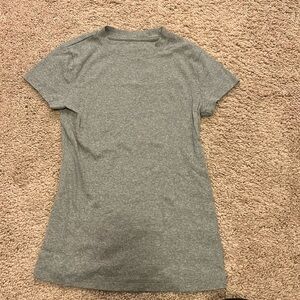 A New Day - Gray Ribbed Mock Neck Short Sleeve T-Shirt